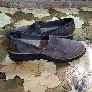Clark's grey suede slip on wedge shoe